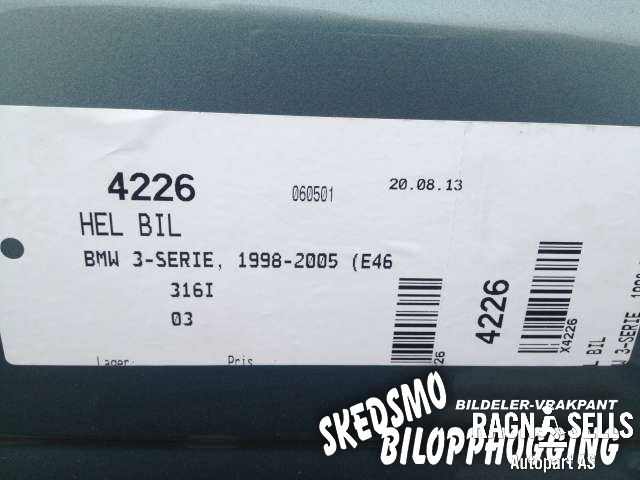 BMW 3-Serie 1998-2005 (E46) (E46), Motorkode: , Girkassekode: 