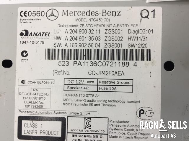 Bilstereo til Mercedes C-Klasse 2011-2014 (Fase 2) (W204) (W204) (A2049003211|A1669025604|)