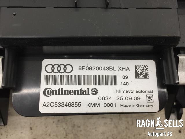 Varmeapparat betjening til Audi A3 2009-2012 (Type II, Fase 2) (8P0820043BL|A2C53346855|)