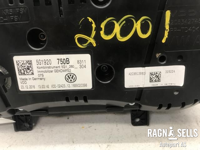 Instrumentpanel til VW Golf VII 2012-2017 (Fase 1)  (5G1920750B|A2C99139600|)
