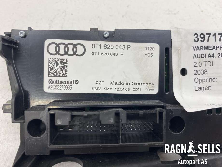 Varmeapparat betjening til Audi A4 2007-2014 (Type IV) (B8) (B8) (8T1820043P|)