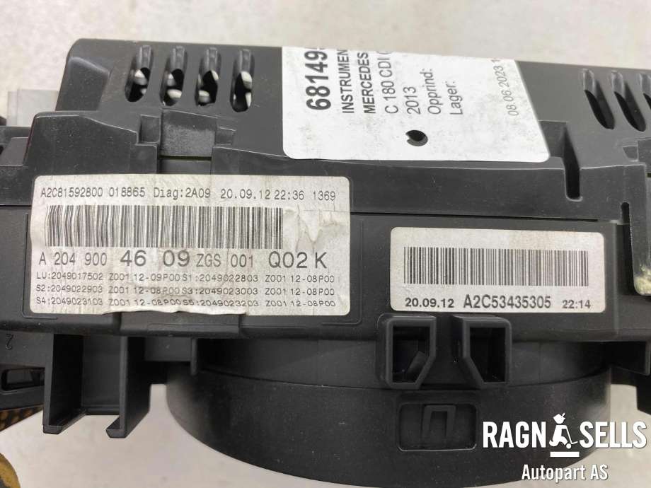Instrumentpanel til Mercedes C-Klasse 2011-2014 (Fase 2) (W204) (W204) (A2049004609|)