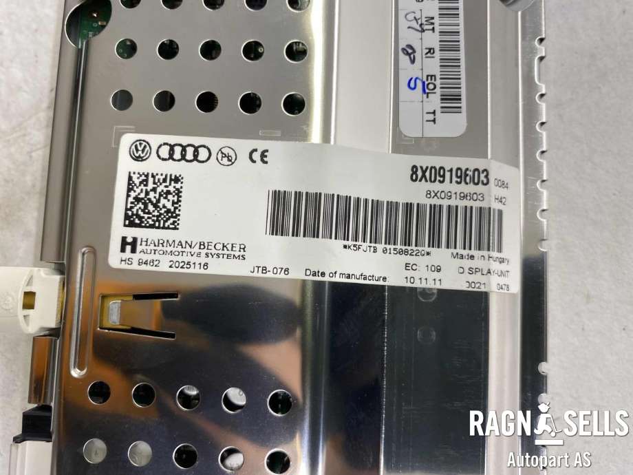 Bilstereo navigasjon skjerm til Audi A1 2010-2014 (Type I, Fase 1) (8X0 919 603|)