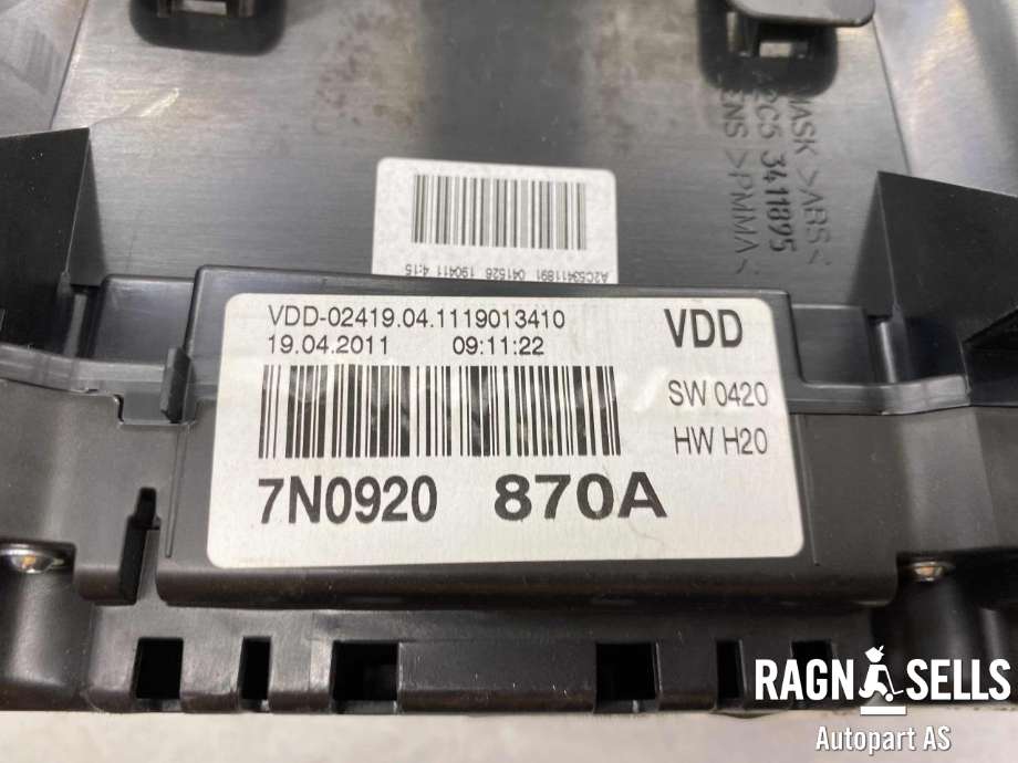 Instrumentpanel til VW Sharan 2010-->> (Type II)  (5K0 953 501BA|7N0 920 870A|)
