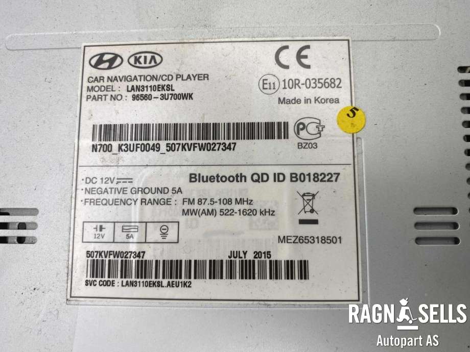 Bilstereo navigasjon til Kia Sportage 2010-2016 (Type III) (96560 3U700WK|)