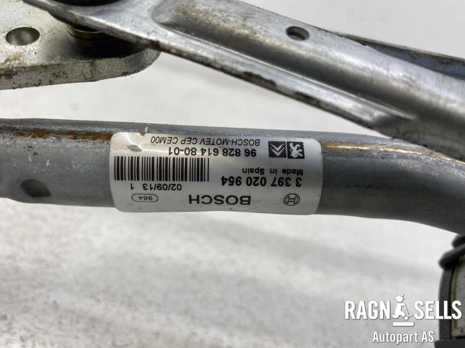 Viskermotor frontrute komplett m/overføring til Citroën Berlingo 2008-2015 (Type II, Fase 1)  (BOSCH|6405 LK|9682861480|)