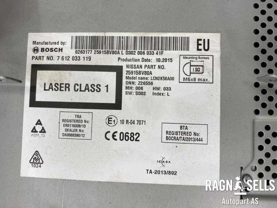 Bilstereo navigasjon til Nissan Juke 2014-2018 (Fase 2)  (25915BV80A|)