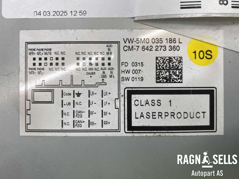 Bilstereo til VW Transporter / Caravelle 2009-2015 (Fase 2) (T5) (T5) (5M0 057 186 L|)