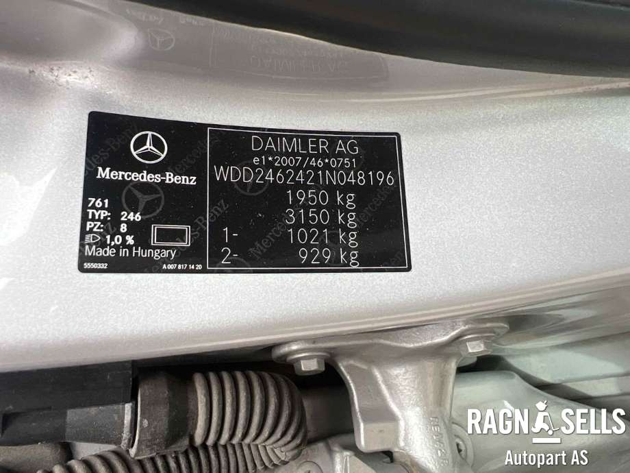 Mercedes B-Klasse 2011-2018 (W246) (W246), Motorkode: 270910, Girkassekode: 72400200153405