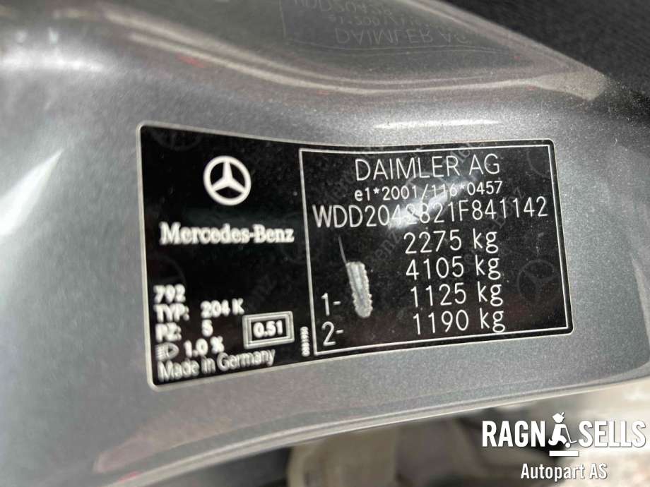 Mercedes C-Klasse 2011-2014 (Fase 2) (W204) (W204), Motorkode: 651912, Girkassekode: 722965
