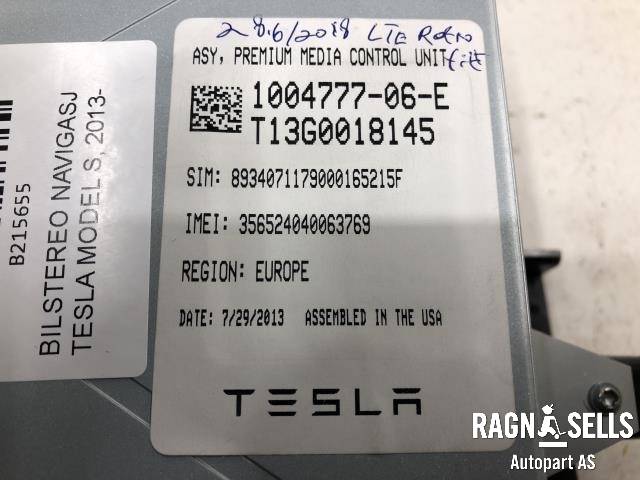 Multimedia display (MCU - Media Controller Unit) til Tesla Model S 2013-2016 (Fase 1)  (1015898-00-A|1084333-00-A|1084333-00-B)
