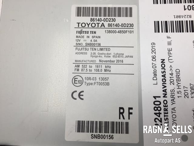Bilstereo navigasjon til Toyota Yaris 2014-2020 (Type III, Fase 2)  (86140-0D230|)