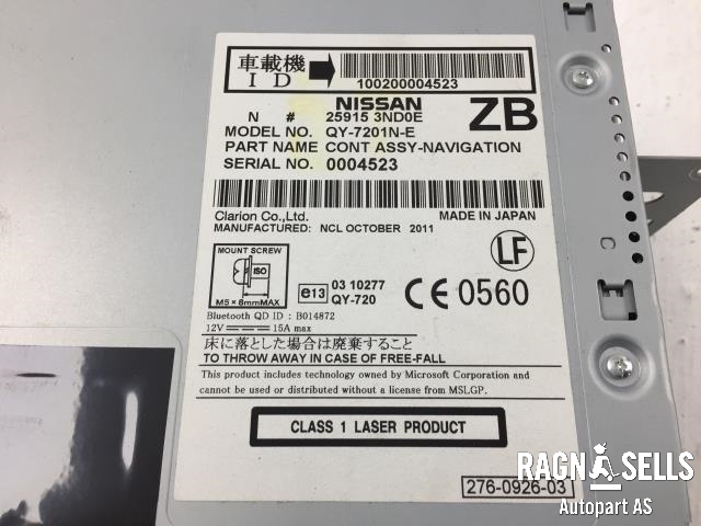 Bilstereo navigasjon til Nissan Leaf 2011-2017 (Type I)  (QY-7201N-E|)