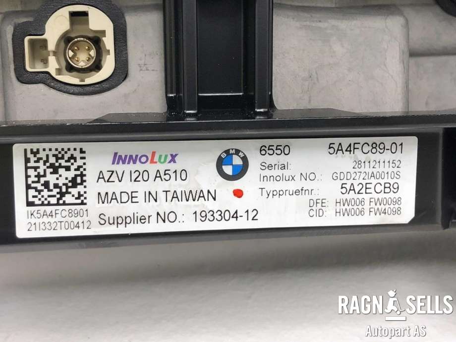 Multimedia display (MCU - Media Controller Unit) til BMW iX 2021-->> (I20) (I20) (65 50 5 A7B 2E3|)