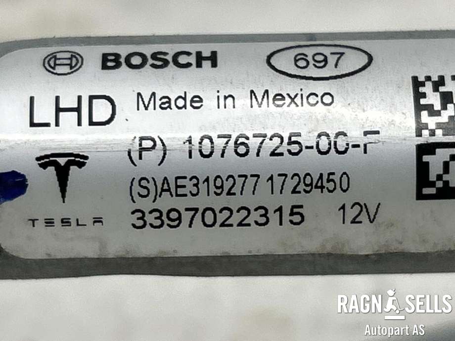 Viskermotor frontrute komplett m/overføring til Tesla Model 3 2018-2023 (Fase 1)  (1076725-00-F|)
