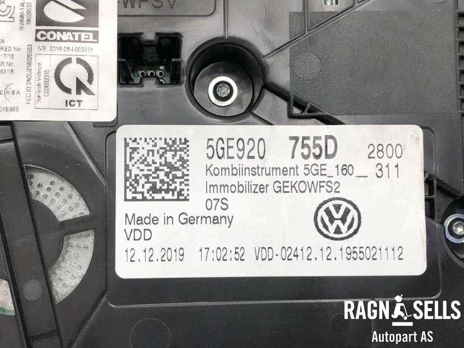 Instrumentpanel til VW e-Golf 2017-2020 (Fase 2)  (5GE 920 755 D|)