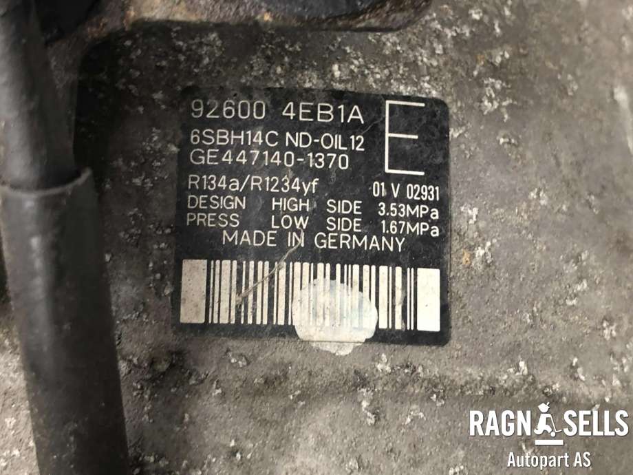 Aircondition kompressor til Nissan Qashqai 2014-2021 (Type II) (926004EB1A|)