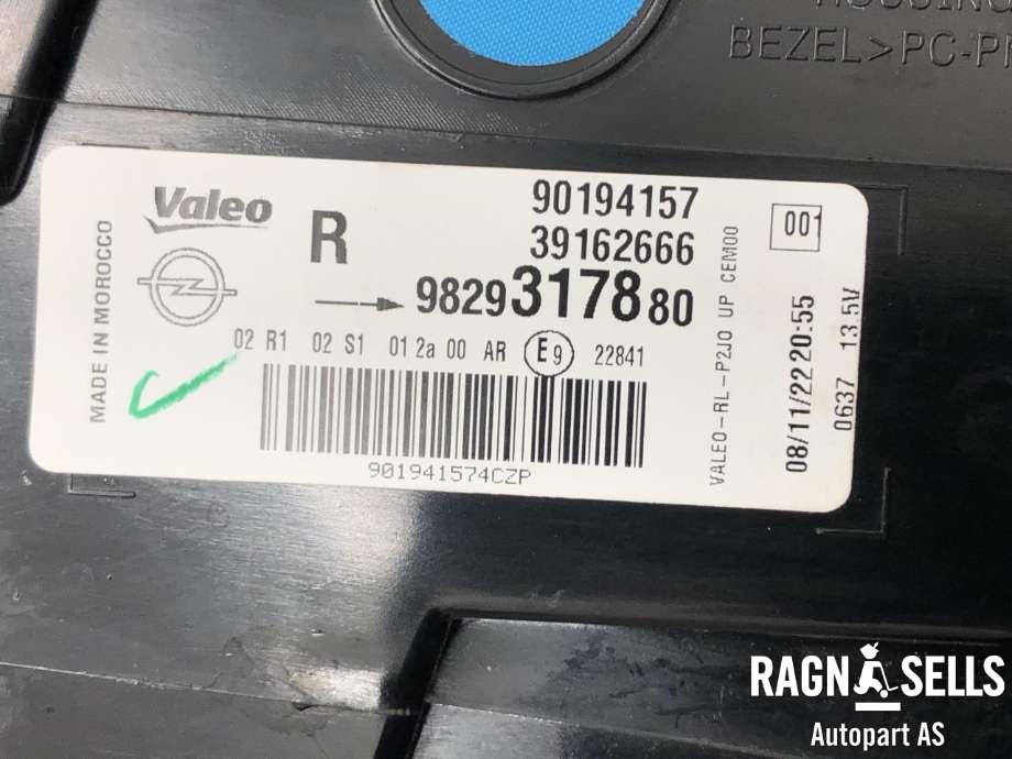 Baklykt høyre ytre til Opel Corsa-e 2019-->> (9829317880|)