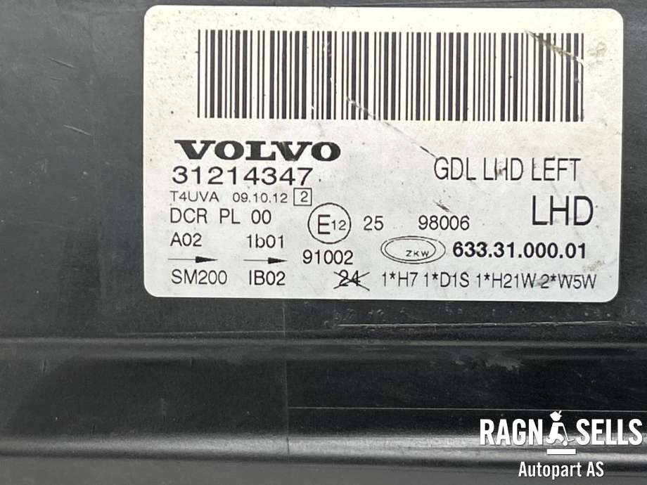 Frontlykt venstre xenon til Volvo V70 2007-2013 (Type III, Fase 1)  (31214415|)