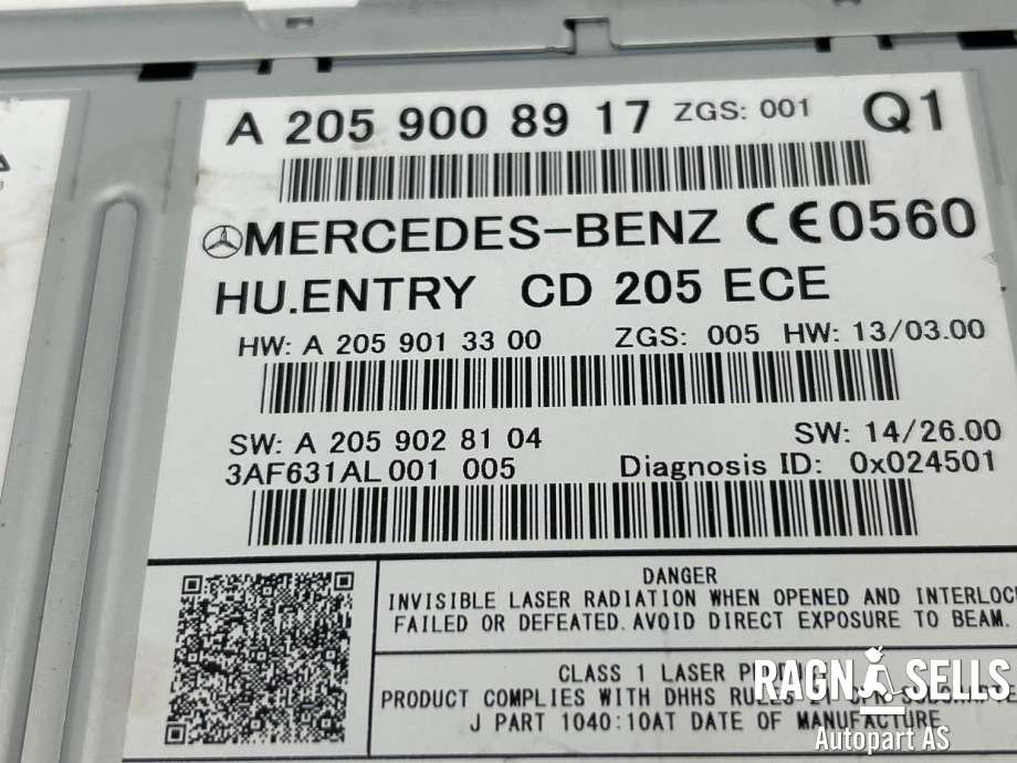 Bilstereo navigasjon til Mercedes C-Klasse 2014-2018 (Fase 1) (W205) (W205) (A 205 900 02 41|A 205 900 89 17|)
