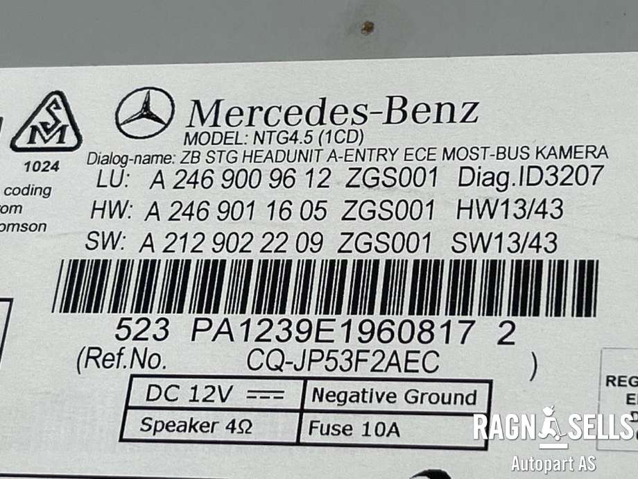 Bilstereo navigasjon til Mercedes CLA 2013-2019 (C117) (C117) (A 246 900 08 16|A 246 900 96 12|)