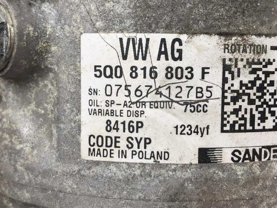 Aircondition kompressor til Škoda Fabia 2014-2021 (Type III)  (5Q0816803|5Q0816803B|5Q0816803D|5Q0816803E|5Q0816803F|5Q0816803L|)