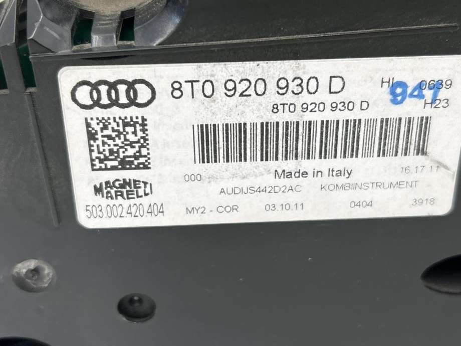 Instrumentpanel til Audi A5 2007-2016 (Type I) (AUDI|8T0920930|8T0 920 930 D|)