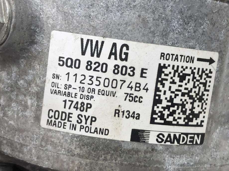 Aircondition kompressor til Škoda Octavia 2013-2016 (Type III, Fase 1) (5Q0 820 803 K|5Q0 820 803 E|)