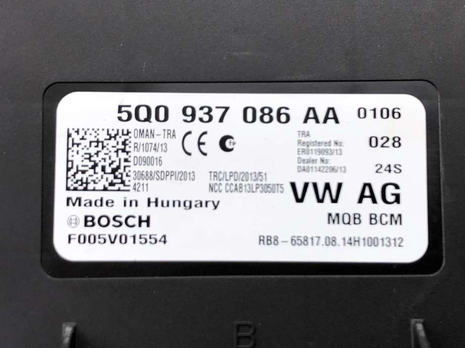 Styreenhet comfort (BCM) til Škoda Octavia 2013-2016 (Type III, Fase 1) (5Q0 937 086 AA Z00|)