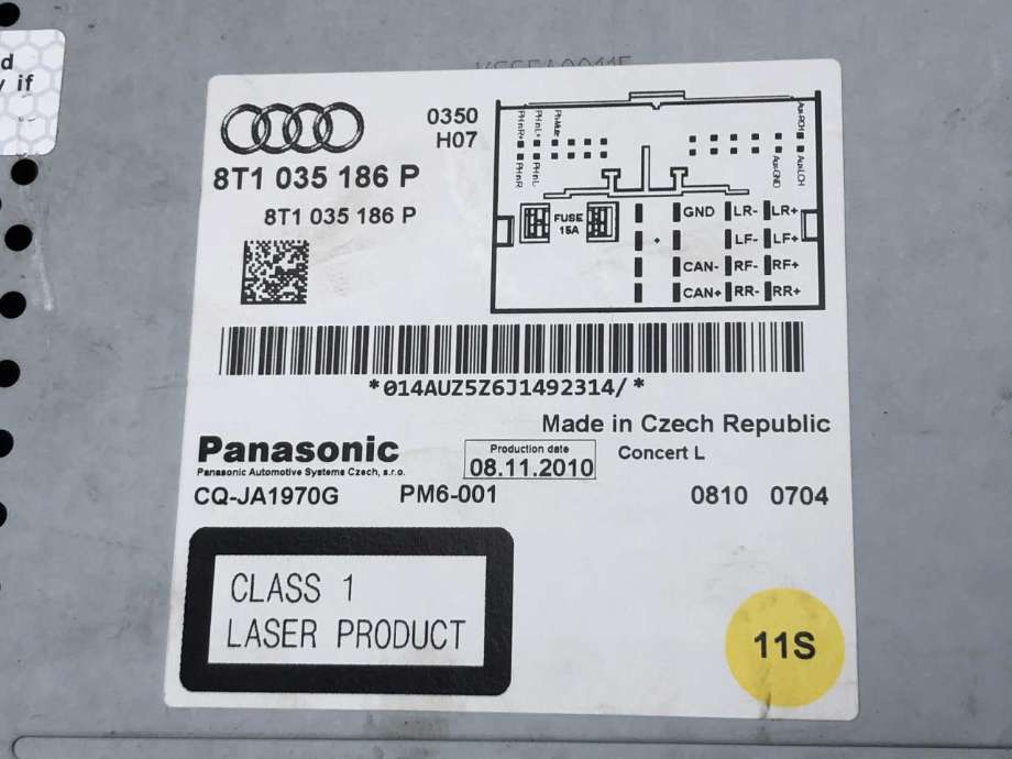 Bilstereo til Audi A5 2007-2016 (Type I) (8T1 057 186 P|)