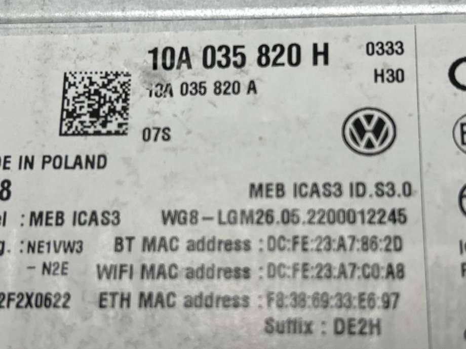 Bilstereo til VW ID.4 2020-->> (10A 035 820 H|)