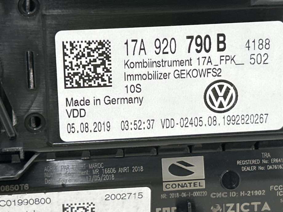 Instrumentpanel til VW T-Roc 2017-->>  (17A 920 790 B|)