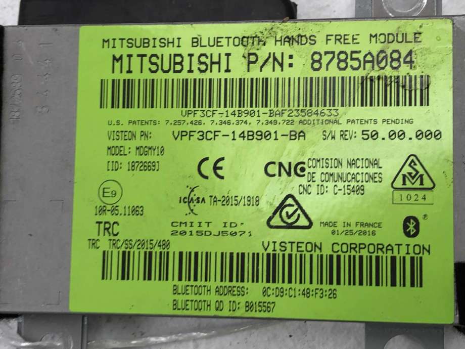 Styreenhet bluetooth til Mitsubishi Outlander 2015-->> (Type III, Fase 2) (8785A084|)