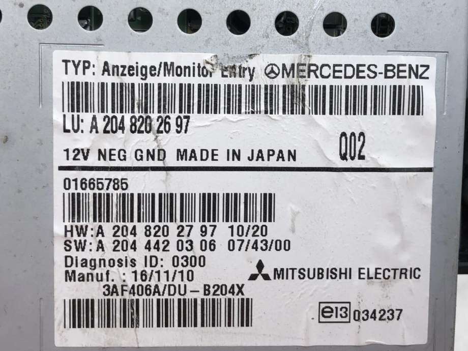 Bilstereo navigasjon skjerm til Mercedes GLK 2008-2015 (X204) (X204) (A 204 820 26 97|)