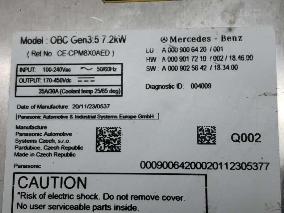 Batterilader (OBC - On Board Charger) til Mercedes E-Klasse 2016-2023 (W213) (W213) (A 000 900 64 20|A 000 900 64 20 80|)