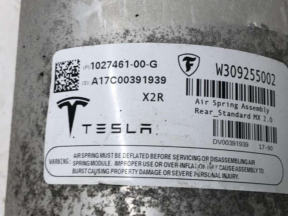 Fjær bak nivå luftpute/belg til Tesla Model X 2016-->> (1027461-00-G|)