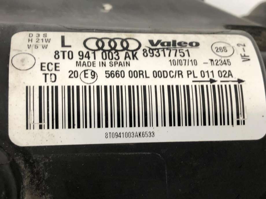 Frontlykt venstre xenon til Audi A5 2007-2016 (Type I)  (8T0 941 029 AK|)