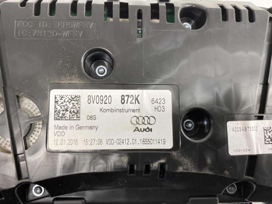 Instrumentpanel til Audi A3 2016-2020 (Type III, Fase 2)  (8V0 920 872 K|)