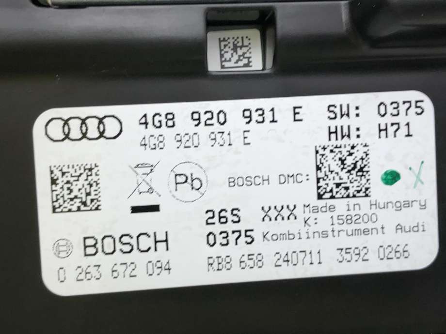 Instrumentpanel til Audi A6 2011-2014 (Type IV, Fase 1) (C7) (C7) (4G8 920 931 E|)