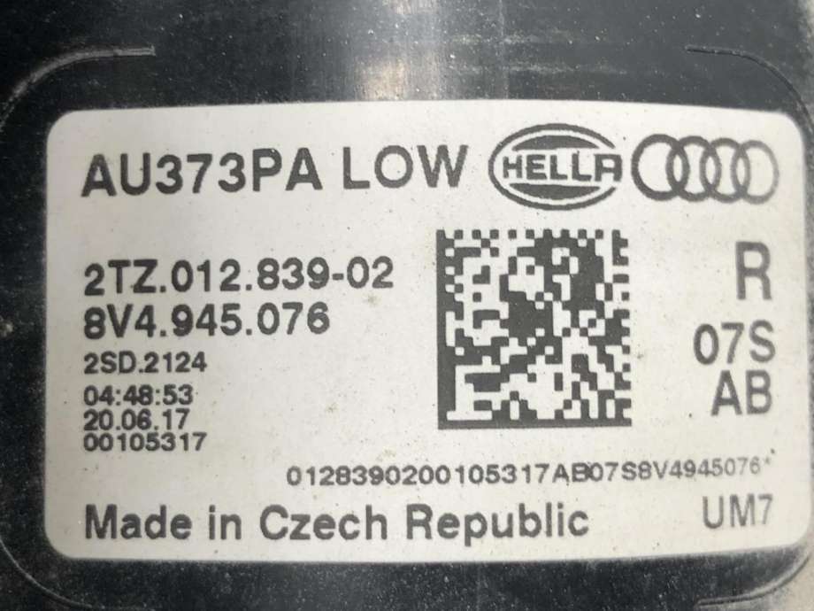 Baklykt høyre indre til Audi A3 2016-2020 (Type III, Fase 2) (8V4 945 076|)