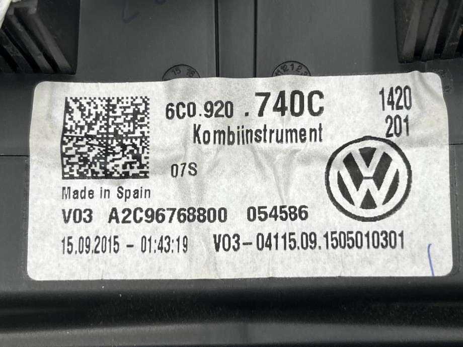 Instrumentpanel til VW Polo 2014-2017 (Type V, Fase 2) (6C0 920 740 C|)