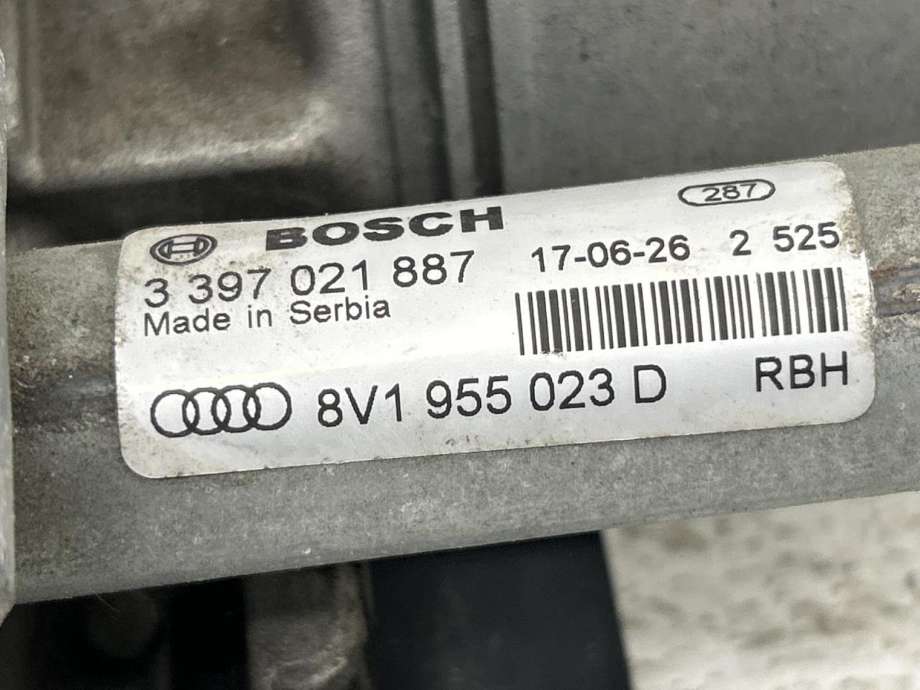 Viskermotor frontrute komplett m/overføring til Audi A3 2016-2020 (Type III, Fase 2)  (8V1 955 023 D|)