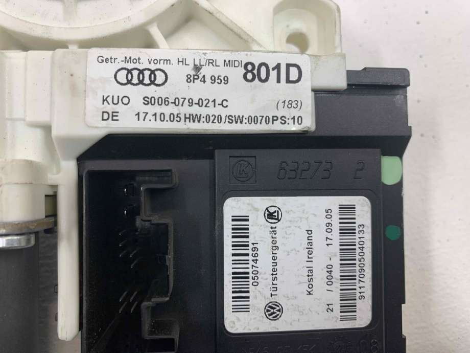 Ruteheis, kun motor, venstre bak til Audi A3 2003-2008 (Type II, Fase 1)  (8P4 959 801 D|)