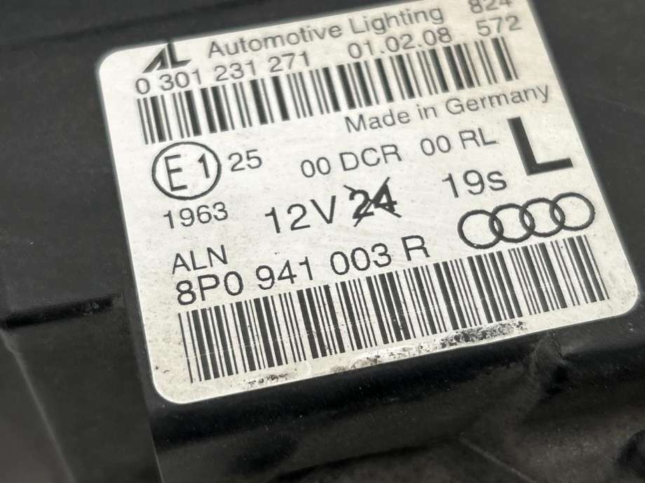 Frontlykt venstre xenon til Audi A3 2003-2008 (Type II, Fase 1)  (8P0 941 029 R|)