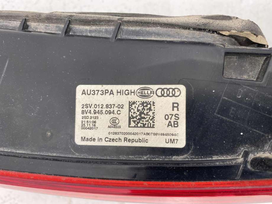 Baklykt høyre indre til Audi A3 2016-2020 (Type III, Fase 2)  (8V4 945 094 F|8V4 945 094 C|)