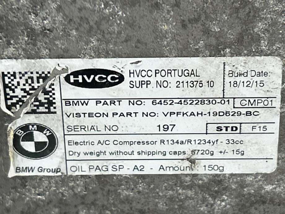 Aircondition kompressor hybrid til BMW X5 2013-2018 (F15) (F15) (64 52 9 496 106|)