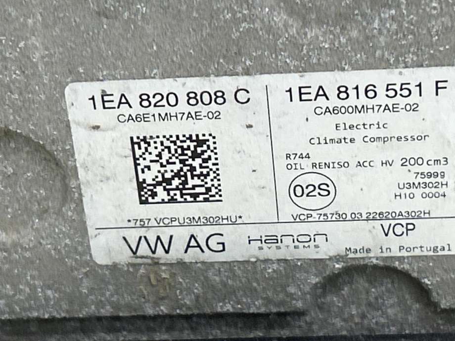 Aircondition kompressor elbil til VW ID.4 2020-->>  (1EA 820 808 E|1EA 820 808 H|)