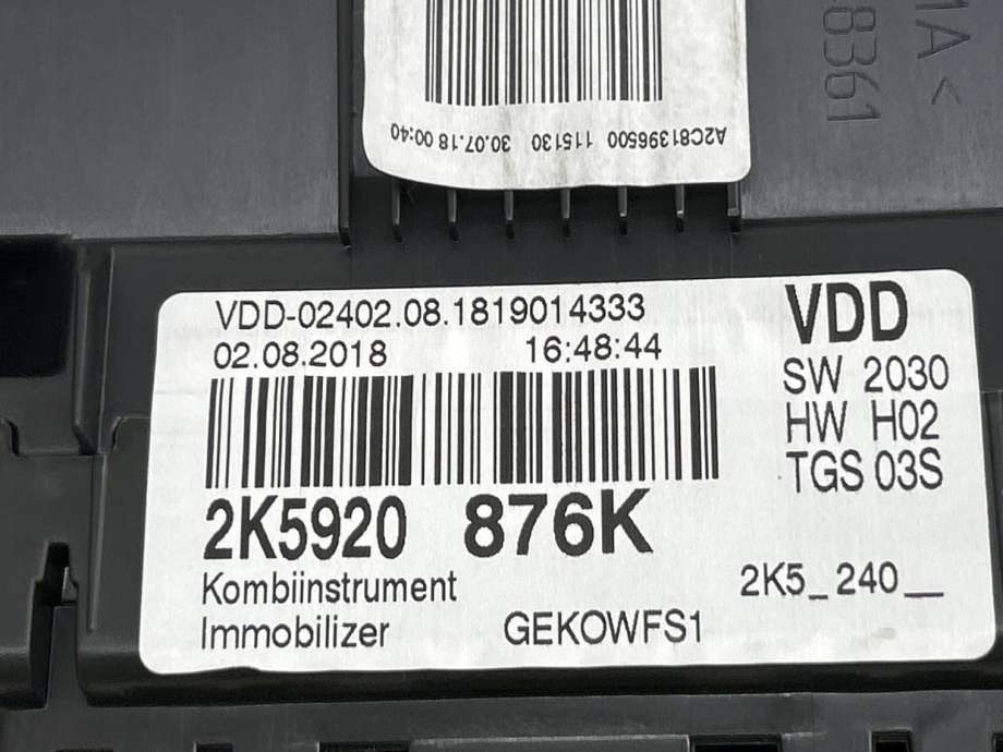 Instrumentpanel til VW Caddy 2015-2020 (Type III, Fase 3) (2K5 920 876 K|)