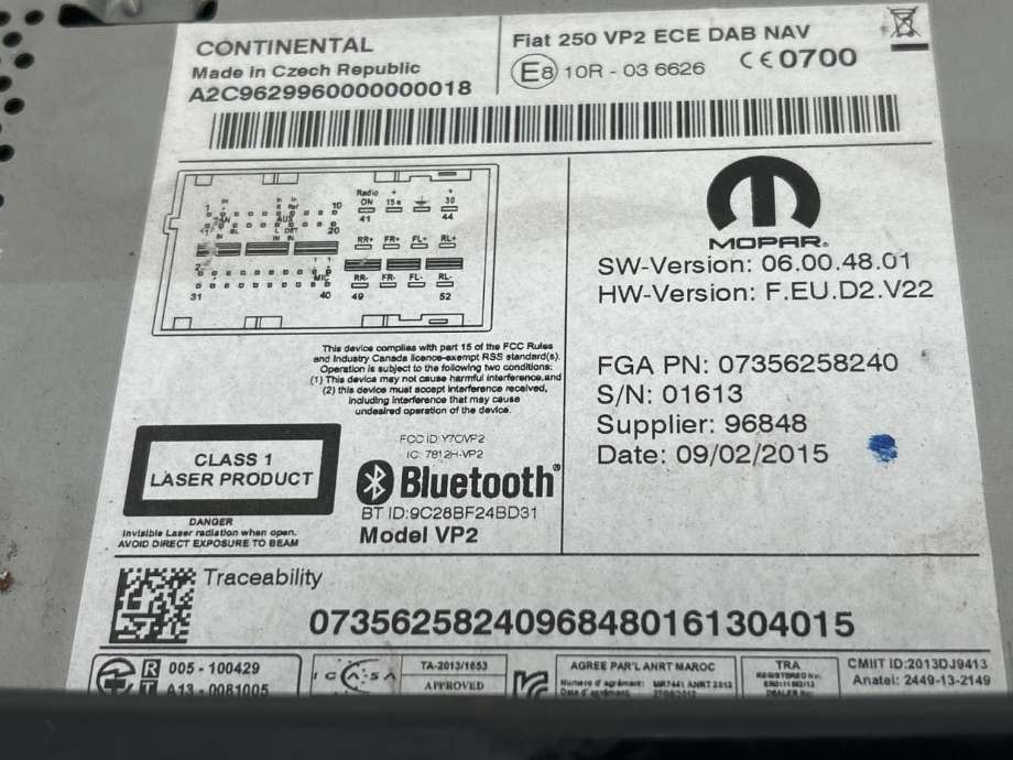 Bilstereo til Fiat Ducato 2014-->> (735697783|735625824|)