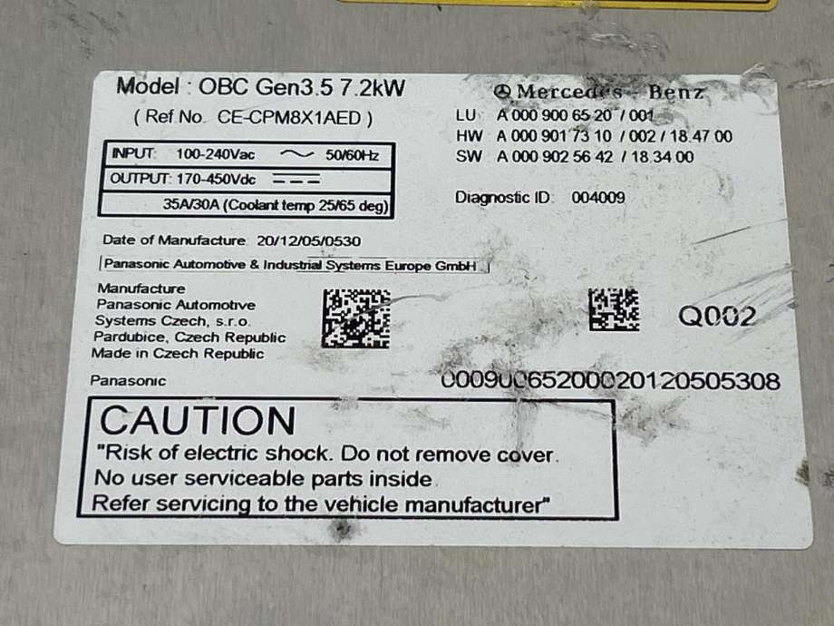 Batterilader (OBC - On Board Charger) til Mercedes EQC 2019-->>  (A 000 900 65 20|)